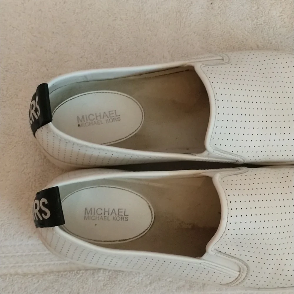 Michael Kors Leather Teddi Platform Slip-on, White, Women's‎ Size 9 And 1/2